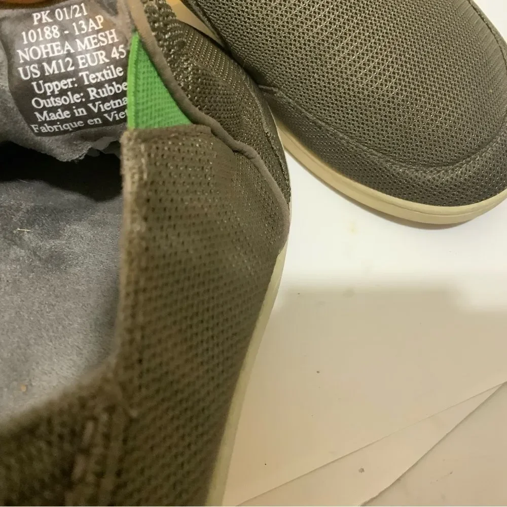 Men's OluKai Nohea Mesh Mustang/Lime Peel Slip On Shoes Loafers